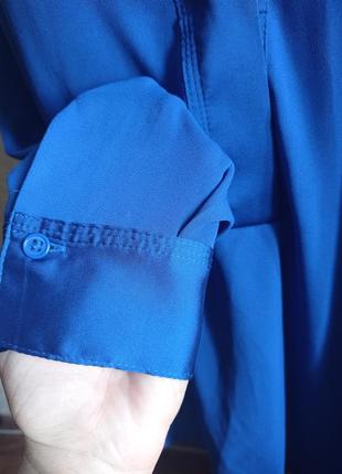 Синяя легкая блуза,длинный рукав.10 фото