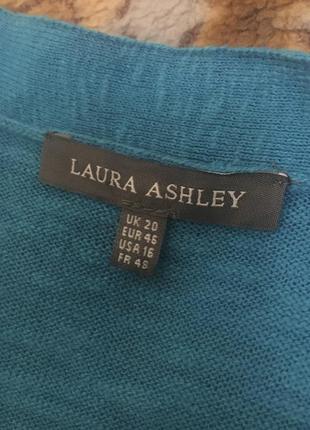 Голубой трикотажный  топ джемпер laura ashley лен с хлопком.4 фото