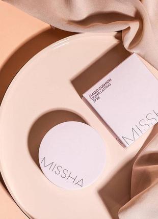 Стійкий кушон з сатиновим фінішем missha magic cushion cover lasting spf50+ pa+++ тон 21, 15 g