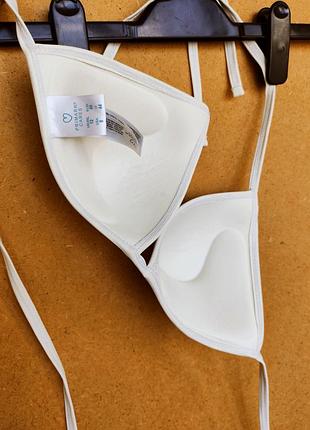 Раздельный купальник пуш ап лиф халтер треугольники на завязках primark вышивка цветы3 фото