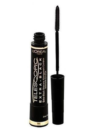 Туш для вій loreal telescopic extra-black об'єм лореаль