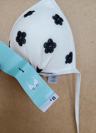 Раздельный купальник пуш ап лиф халтер треугольники на завязках primark вышивка цветы7 фото