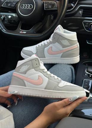 Женские кроссовки Daan nike air jordan 1 retro hd white gray pink