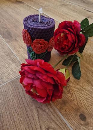 Свічка ручної роботи "троянда"2 фото