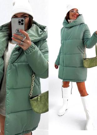 Зимняя куртка, пальто зефирка. стеганая стеганная плащевка, плащевка на синтепоне р-ры 42-564 фото