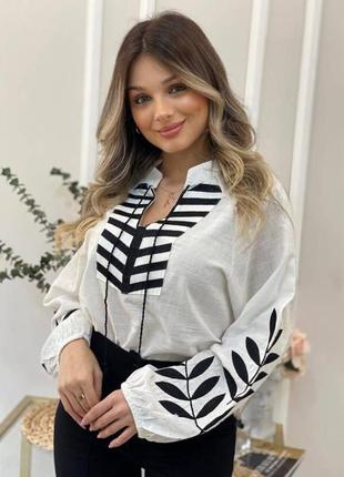 Колоритная блуза вышиванка, украинская вышиванка, этатно рубашка с вышивкой,4 фото