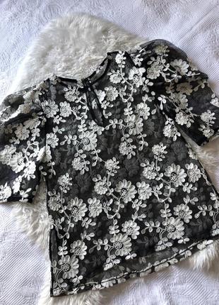 Топ блузка сіточка з вишивкою zara р.м7 фото