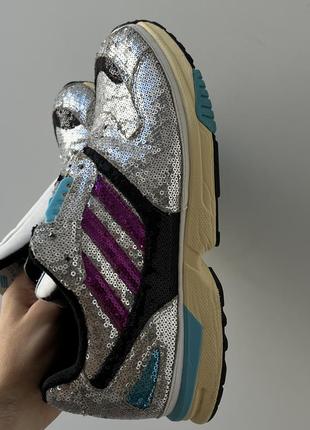 Adidas originals zx 4000 c crystal кроссовки оригинал пайетки блестящие серебряные хром яркие4 фото