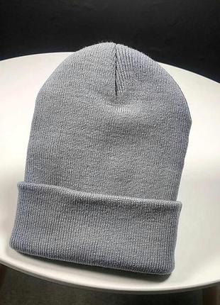 Шапка однотонная (классическая) серая, унисекс wuke one size