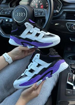 Женские кроссовки adidas niteball hd white black purple2 фото