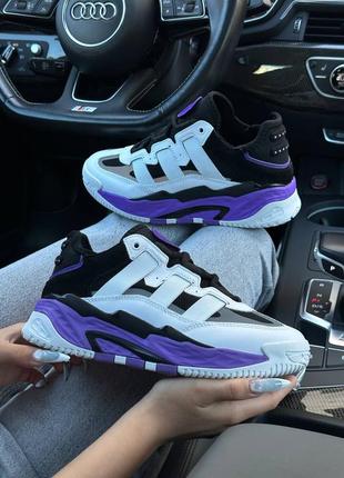 Женские кроссовки adidas niteball hd white black purple1 фото