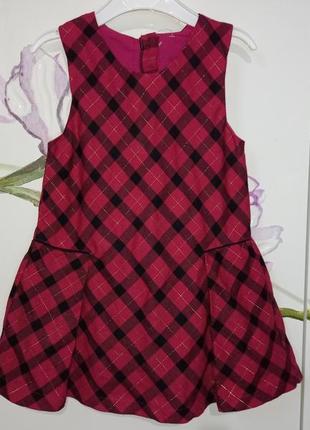 Красный к клетку сарафан платье красно-черный новогодний matalan для девочки 1,5-2 года