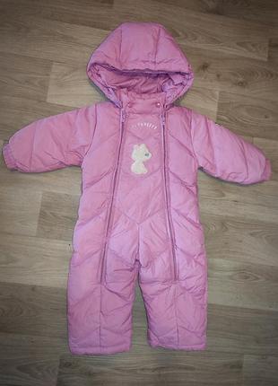 Зимний комбинезон на девочку, пуховик, 80 размер, 12-18 месяцев