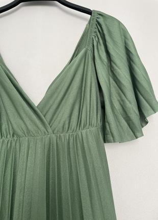 Макси-платье asos design цвета шалфея плиссированная6 фото