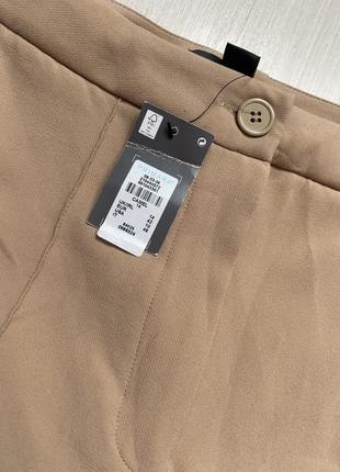 Нові штани брюки кемел капучіно коричневі бежеві базові кюлоти широкі висока посадка талія зі стрілками3 фото