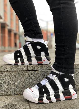 Nike uptempo black white, чоловічі кросівки найк високі демісезонні, чоловічі кросівки найк високі