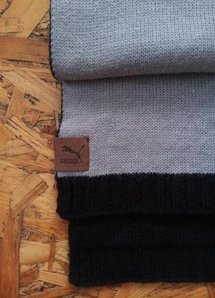 Двуххсторонний шарф puma с кожаным логотипом2 фото