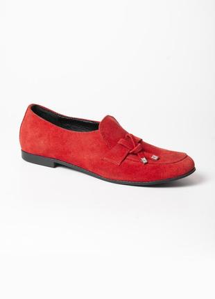 Красные замшевые туфли лоферы 37 размера2 фото