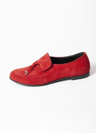 Красные замшевые туфли лоферы 37 размера3 фото