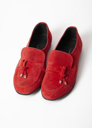 Красные замшевые туфли лоферы 37 размера5 фото