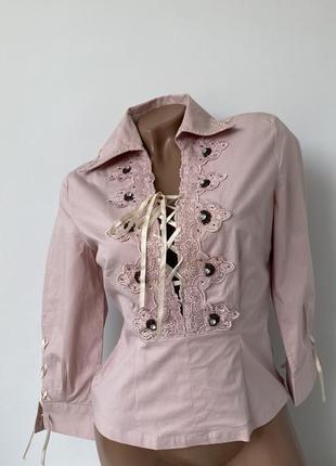Блуза нарядная с кружевом на завязках блузка нарядная с завязками рукавами 💗motivi💗1 фото
