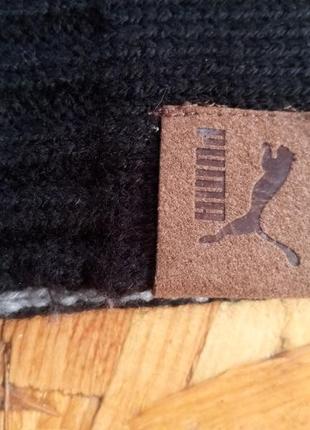 Двуххсторонний шарф puma с кожаным логотипом4 фото