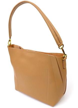 Женская деловая сумка из натуральной кожи, песочная1 фото