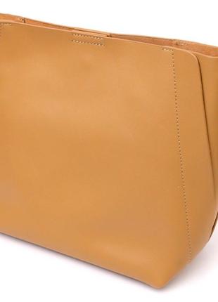 Женская деловая сумка из натуральной кожи, песочная2 фото