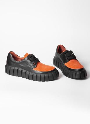 Шкіряні чорні туфлі-кеди на шнурівці 38 розміру4 фото