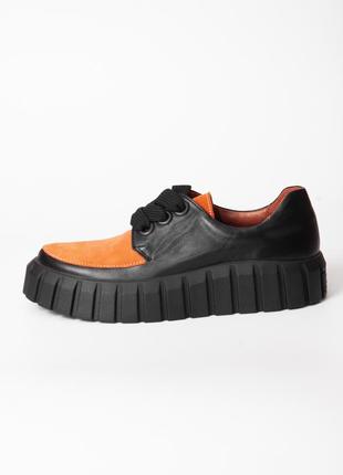 Кожаные черные туфли-кеды на шнуровке 39 размера3 фото