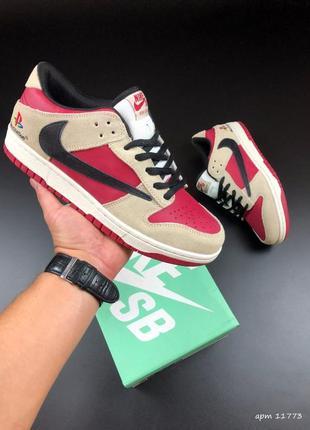 Мужские кроссовки nike sb dunk playstation beige burgundy найк сб данк1 фото