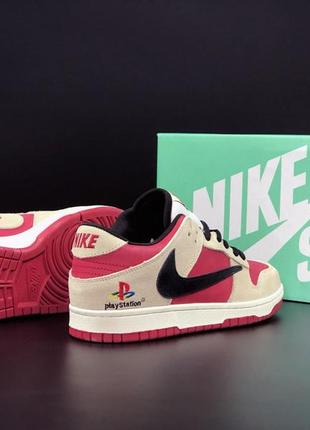 Мужские кроссовки nike sb dunk playstation beige burgundy найк сб данк4 фото