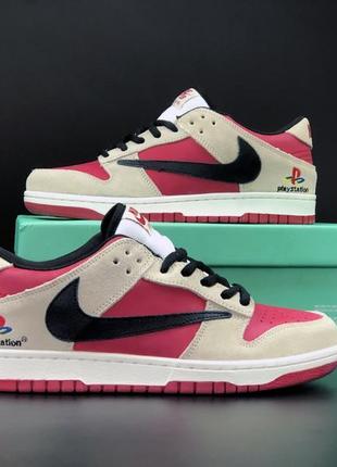 Мужские кроссовки nike sb dunk playstation beige burgundy найк сб данк3 фото