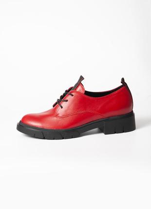 Красные кожаные туфли-броги на шнуровке 41 размера6 фото