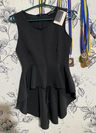 Блузка с баской,черная блузка,блузка с баской,черная блузка