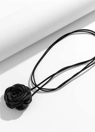 Квітка цветок роза черный чокер украшения повязка шнурок3 фото