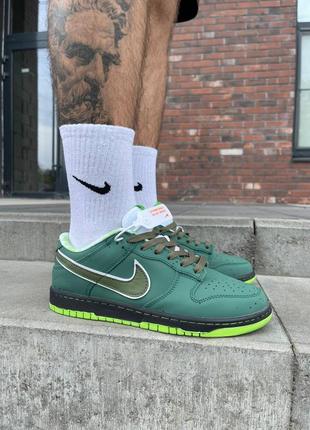 Топ! кожаные кроссовки nike sb dunk low concepts green lobster