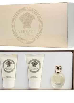 Оригінал versace eros pour femme 5 ml парфумована вода, 25 ml лосьйон для тіла, гель для душу 25 ml