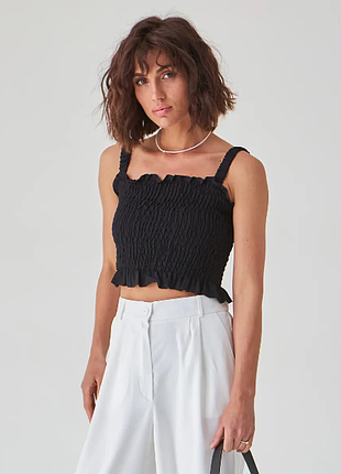 Чорна майка жіноча літня топ нарядный резинка жатка брендовий new look