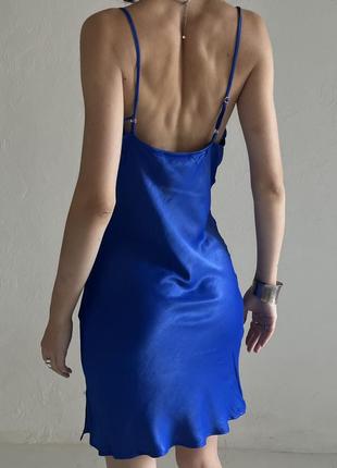 Яскраво синя міні сукня у білизняному стилі від bershka5 фото