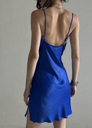 Яскраво синя міні сукня у білизняному стилі від bershka4 фото