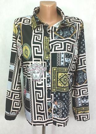 Рубашка блузка versace  черный синий