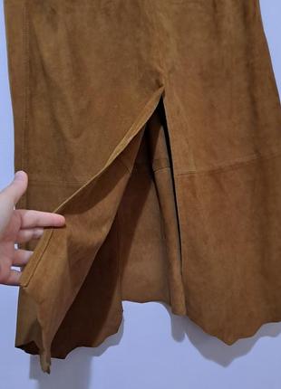 100% кожа итальянская длинная замшевая юбка супер качество6 фото