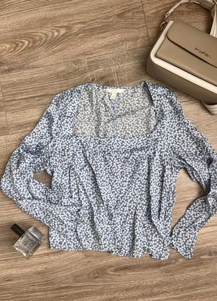 Блузка голубая в цветочек h&m