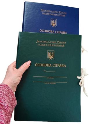 Папка на завязках с тиснением  ф. а4, для государственной службы украины чс, корешок 20 мм, бумвинил зеленый