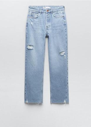 Джинсы zara straight cropped7 фото