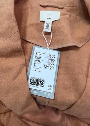 Пиджак льняной h&m размер 40(м)5 фото