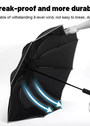 Парасолька зонт чорний чоловічий антивітер5 фото