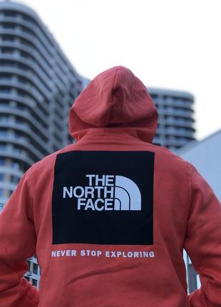 Кофта the north face box nse back print hoodie  orange2 фото