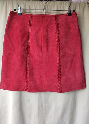 Кожаная юбка milan, замшевая юбочка